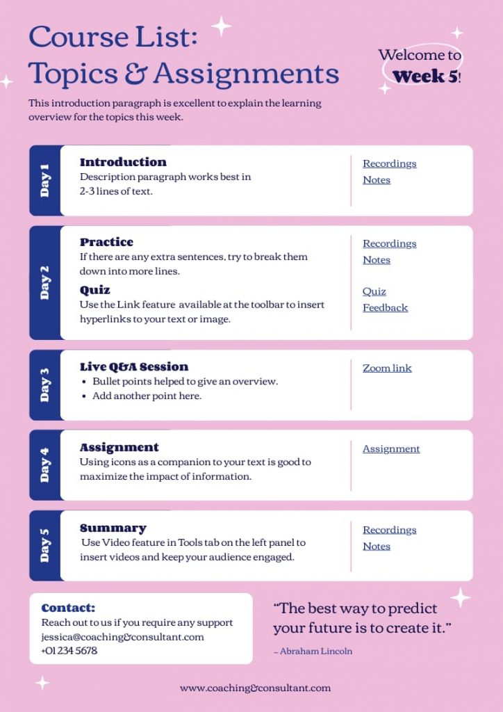 pink lesson plan template