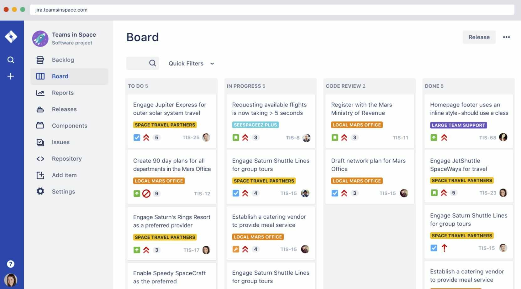 Jira’s Kanban board for remote software development remote teams to manage projects and allow team collaboration