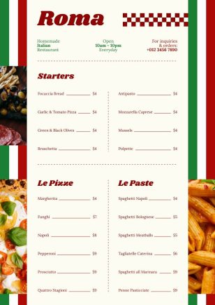 Italian Menu