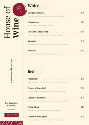 Wine Menu