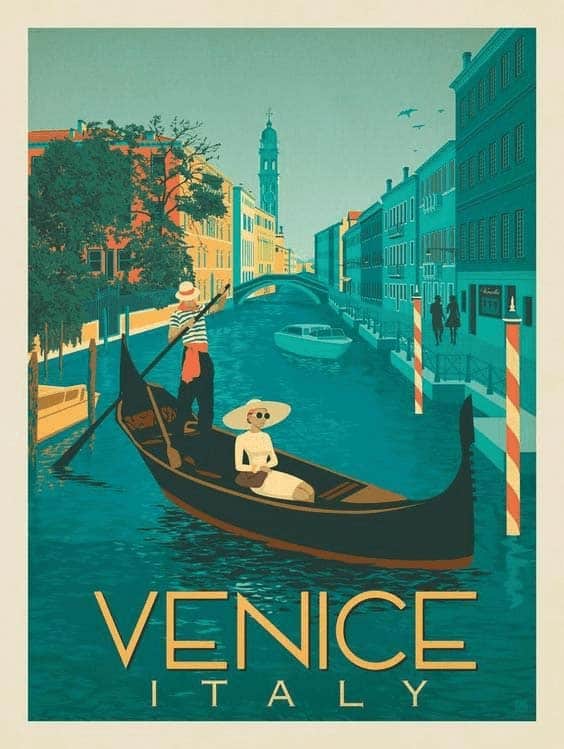 poster perjalanan estetis, poster pariwisata Venice