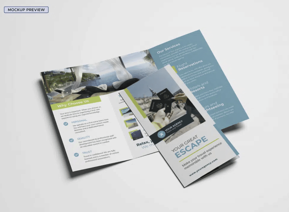 preview of travel tri fold brochures