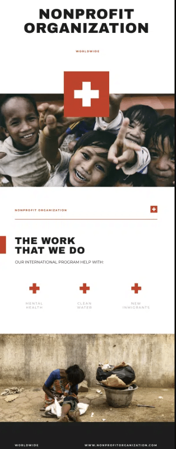 screenshot van non-profit bedrijfsbrochure voorbeeld