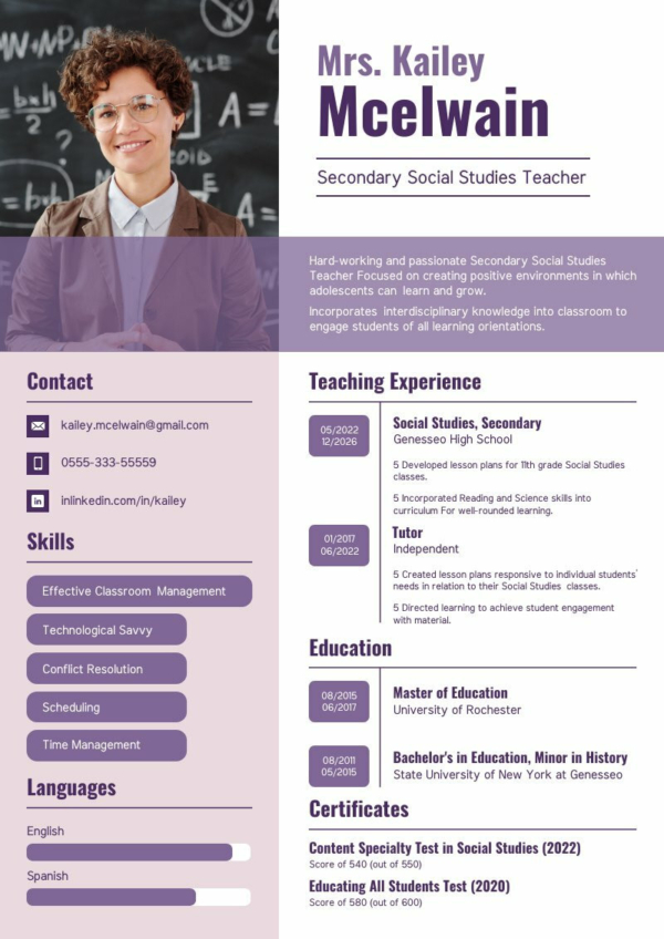 Teacher Resume Format