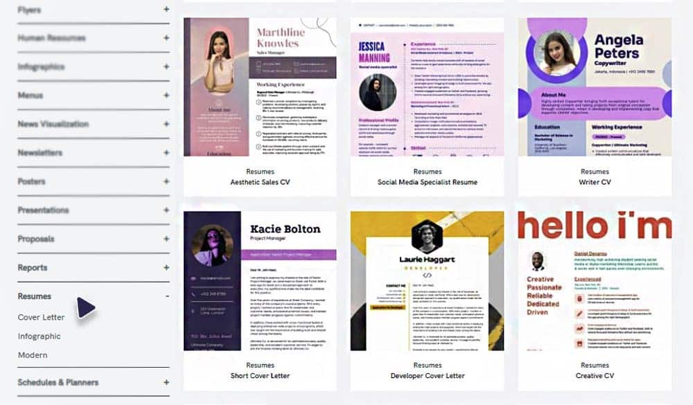 Resume Piktochart dengan template resume Profesional gratis.