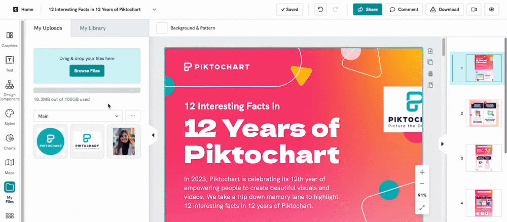 uploading logo into piktochart