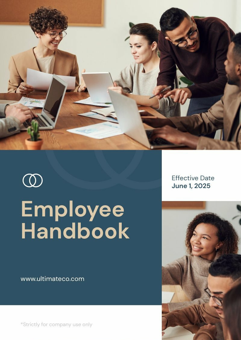 employee handbook template to provide employees information about what company expects code of conduct and other company's  policies