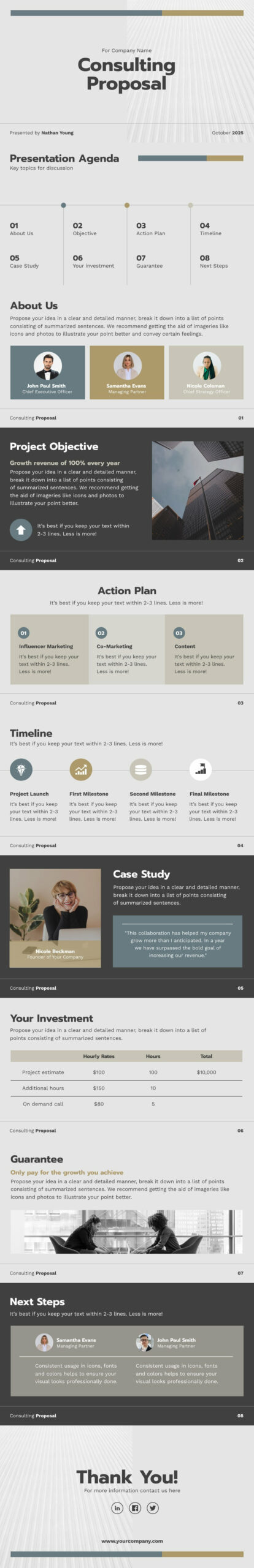 consulting proposal presentation template with images you can customize with a few clicks