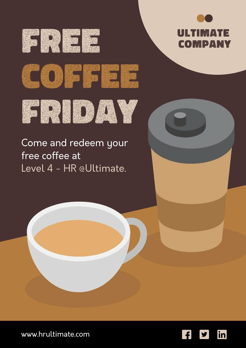 creative poster template about free coffee for workers