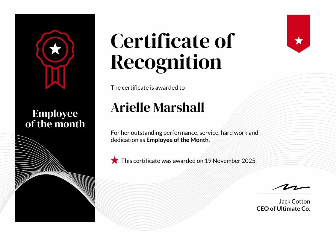 certificate of recognition template with customizable logo and fonts