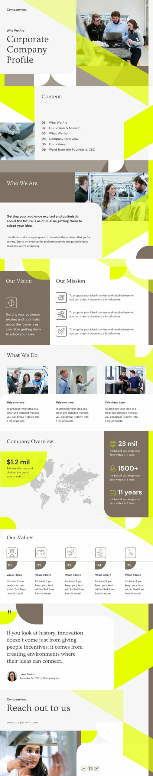 corporate company profile presentation template with images you can use to present your ideas in style