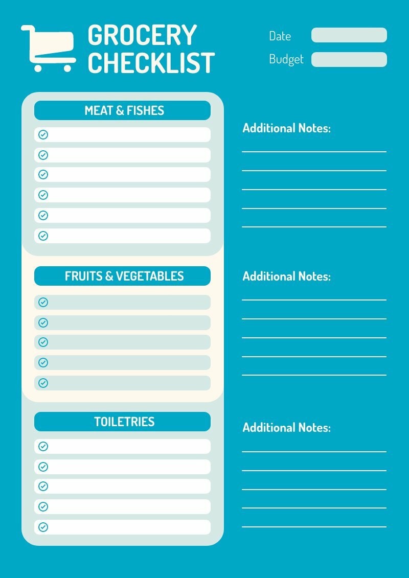 free checklist templates for your grocery shopping