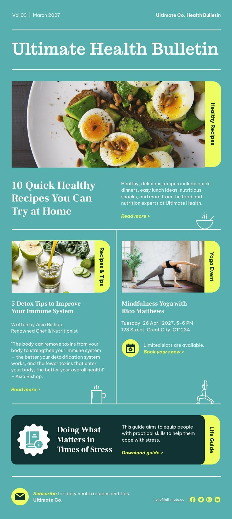 health newsletter template you can use to create wellness email for motivation