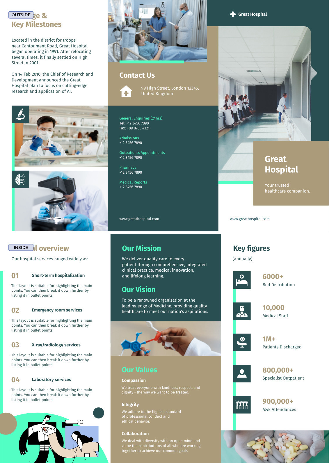 health services trifold brochure template for printing and marketing