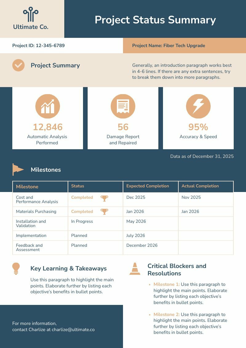 project status summary template you can use to align remote teams