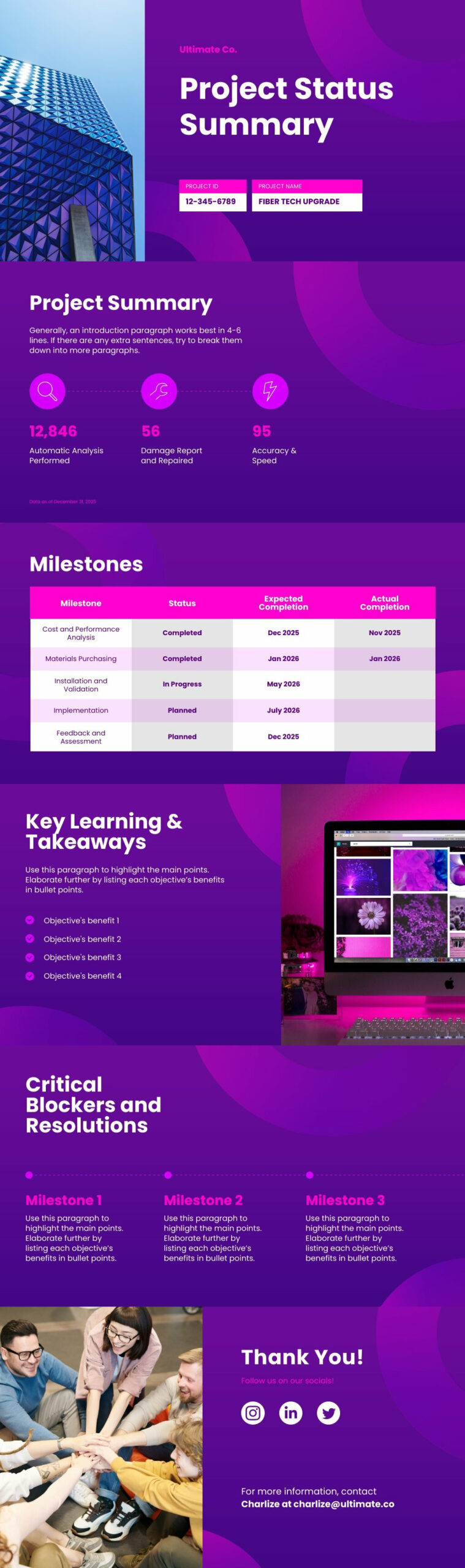 project status summary presentation design for your business in modern style