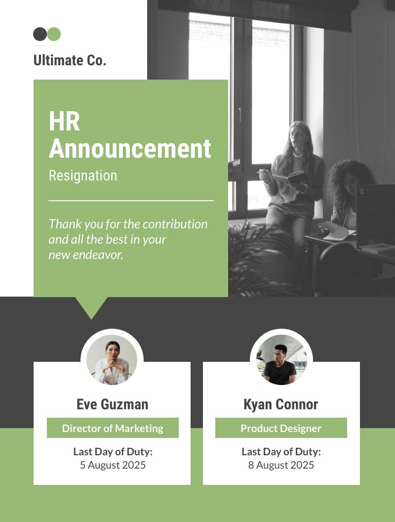 hr announcement template to announce resignation of remote team members