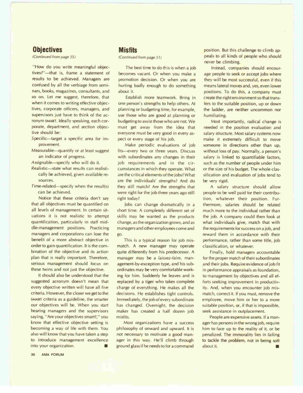 image of page two article by peter drucker explaining about smart goal