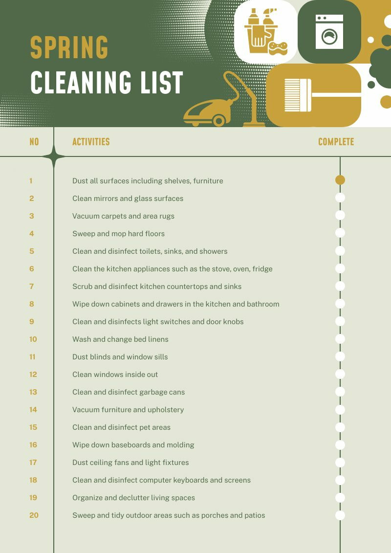 spring cleaning checklist templates you can edit download and print for free