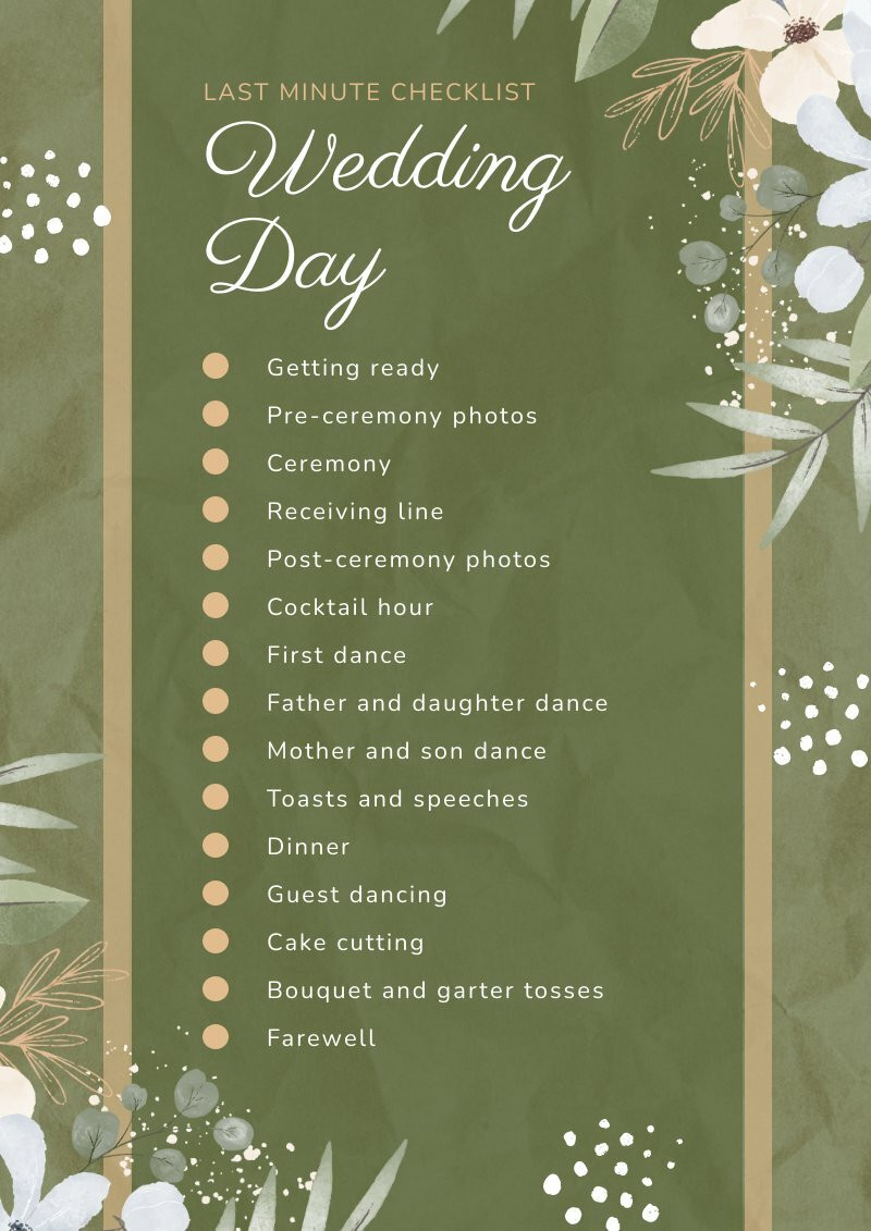 free wedding checklist template to track the progress towards the big day