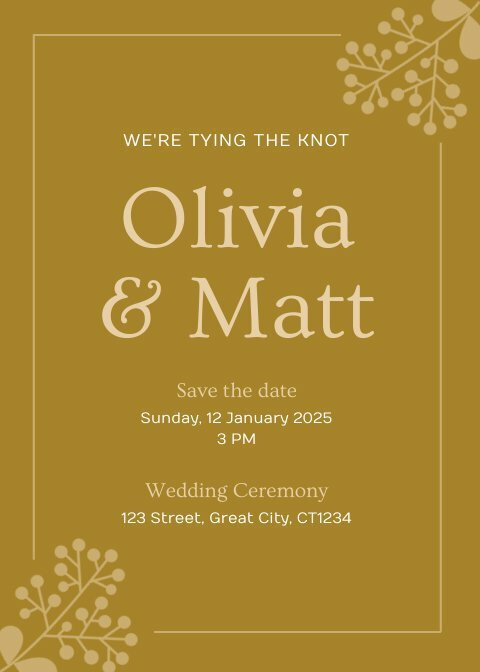 Gold Wedding Invitation