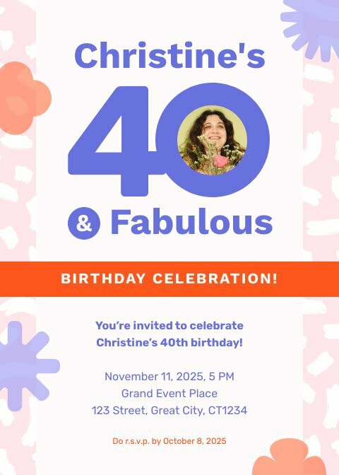 40th Birthday Invitation