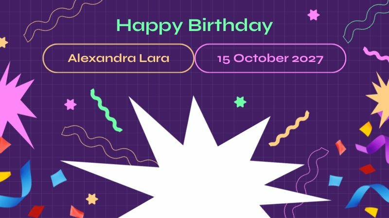 template for birthday themed zoom background images with name and date you can adjust