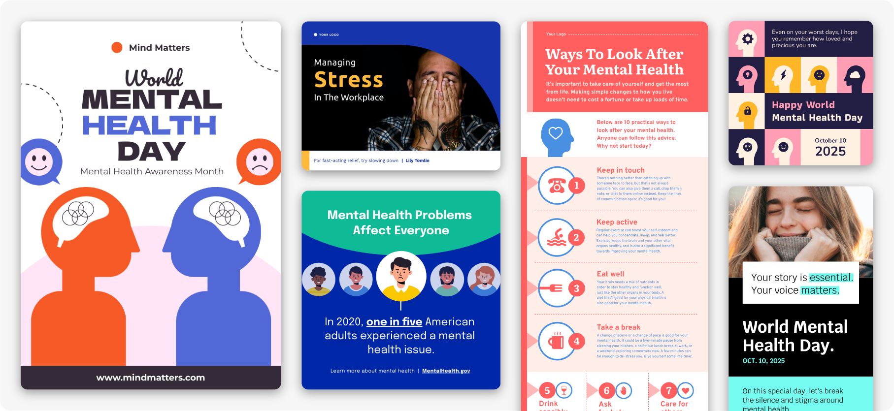 free mental health awareness poster and infographic templates