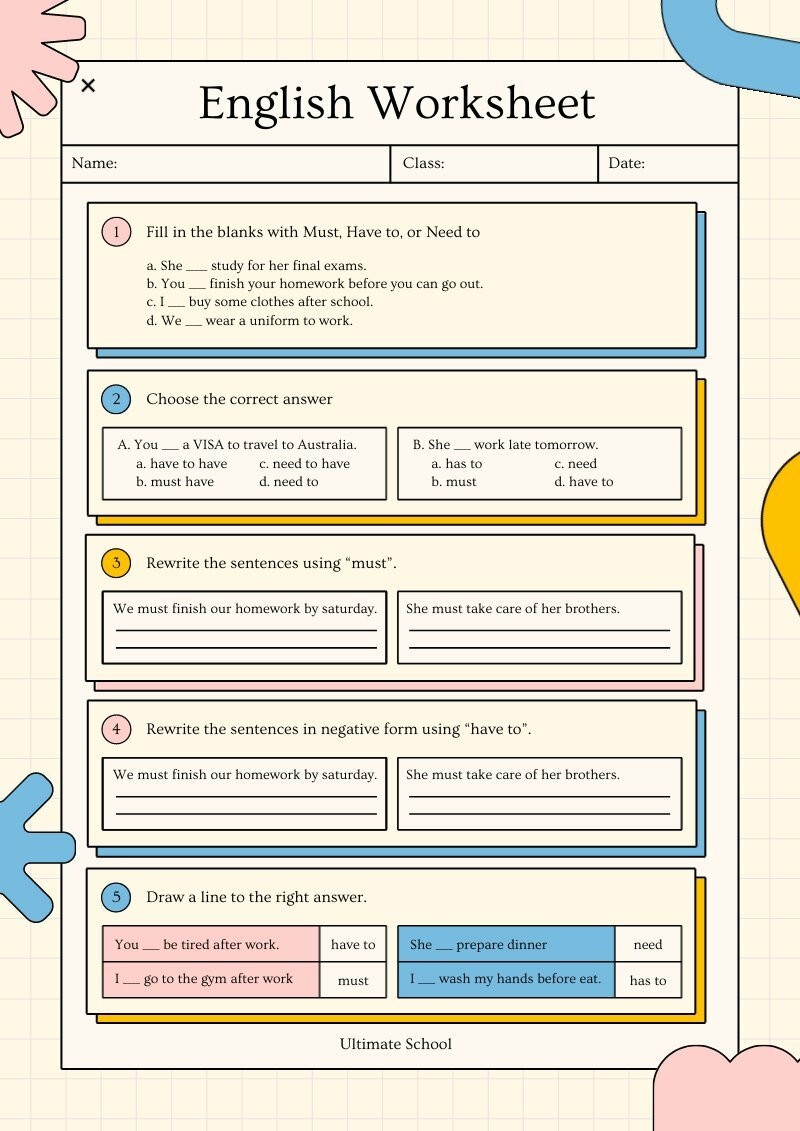 editable worksheets template about english for your students