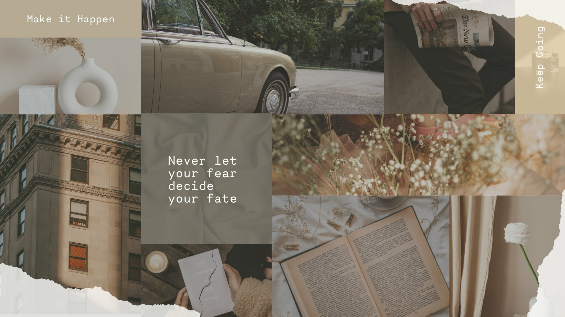 cool wallpapers with aesthetic brown vintage photo collage theme for your desktop