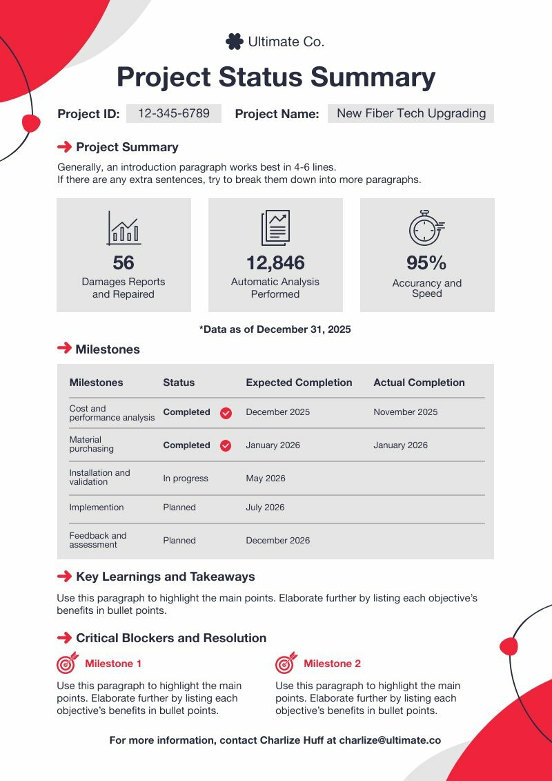 editable template for project progress reports 