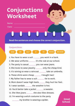 Conjunctions Worksheet