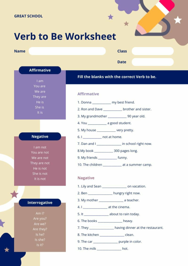 Verb to Be Worksheet