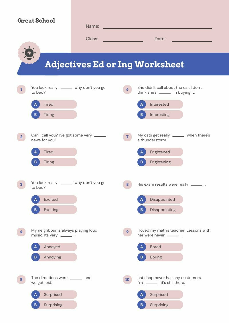 Adjective Worksheet