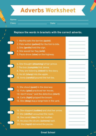 Adverbs Worksheet