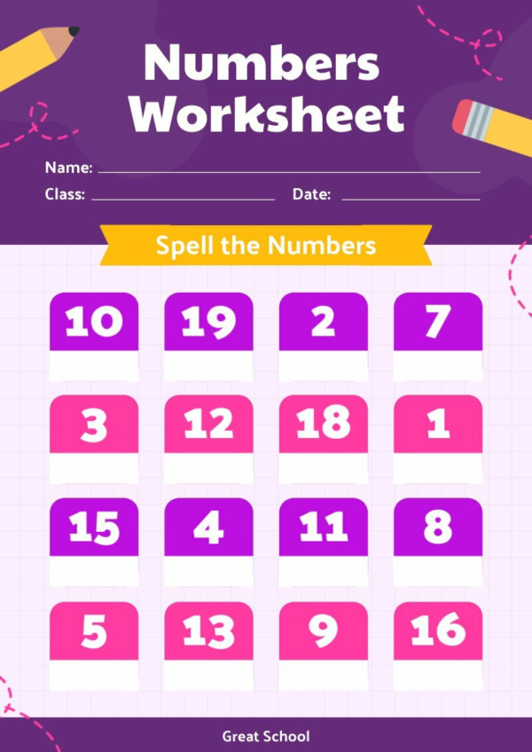 Numbers Worksheet