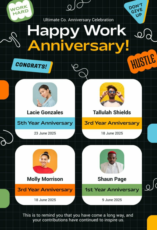 Happy Work Anniversary Wishes Newsletter