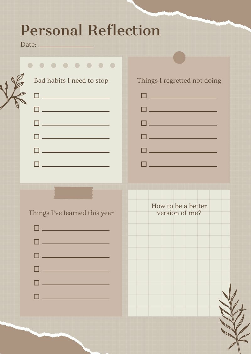 personal reflection log template as a tool to reassess their schedules 