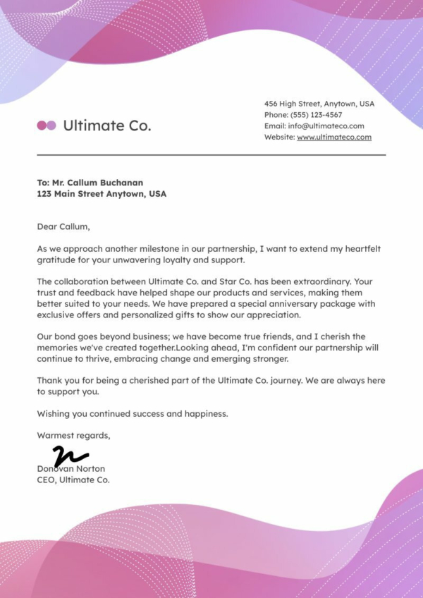 Business Thank You Letter