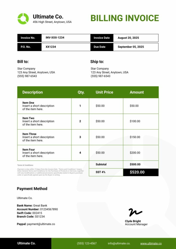 Billing Invoice