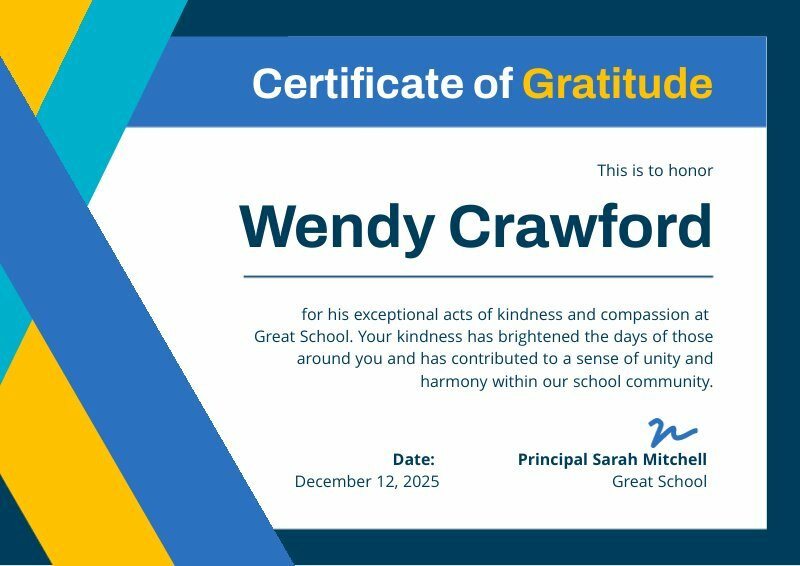 Certificate of Gratitude