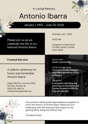 Burial Invitation Card