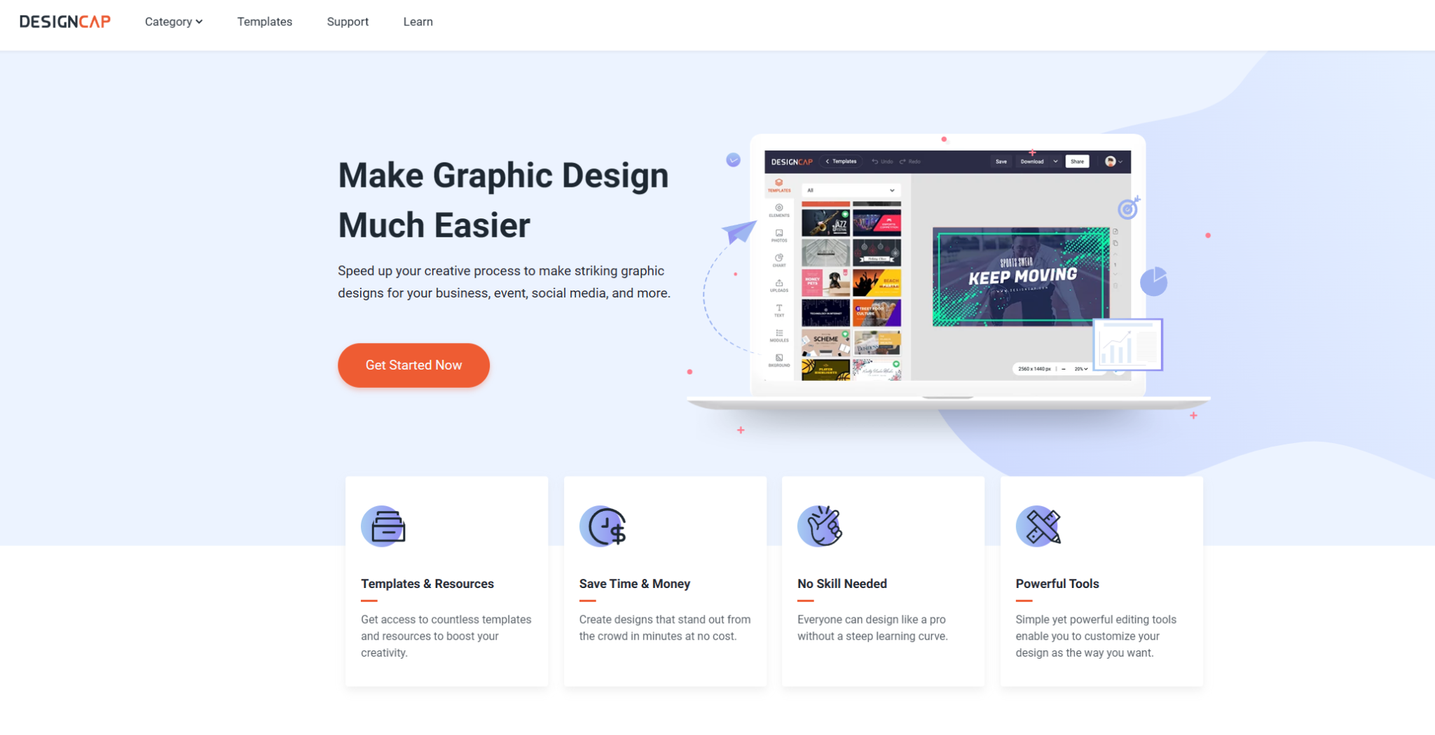 designcap landing page