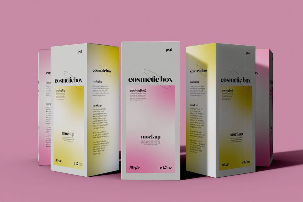 gradient leak graphic design trend for cosmetic packaging design