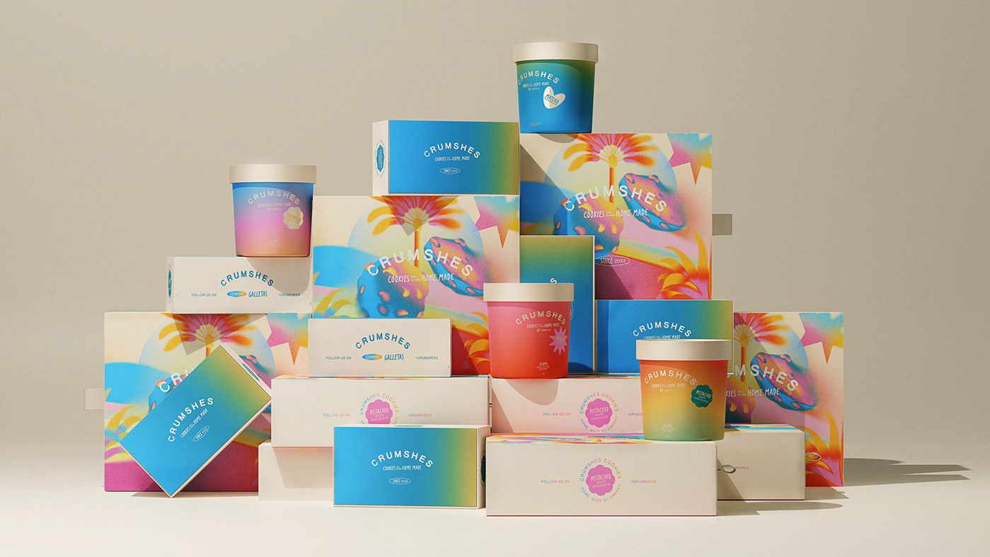 identity design for bakery featuring gradient leak graphic design trend with vibrant colors