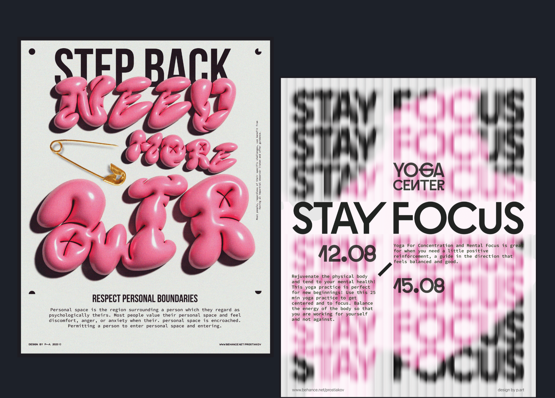 poster design featuring 3d texture graphic design style in pink and black typography