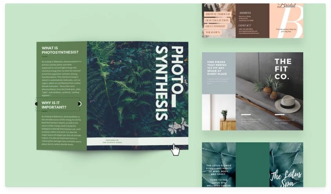 canva green photosynthesis brochure template