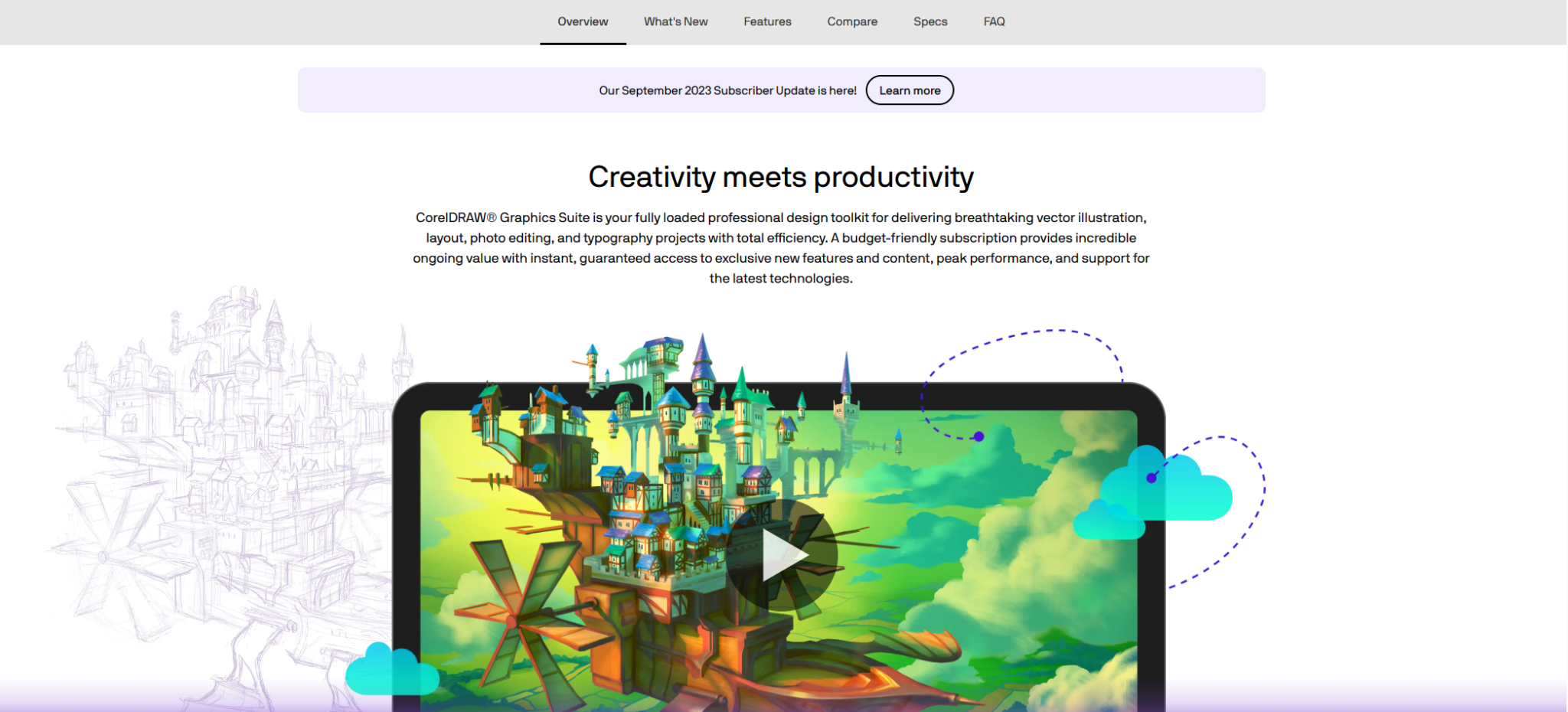 coreidraw professional design tool, landing page