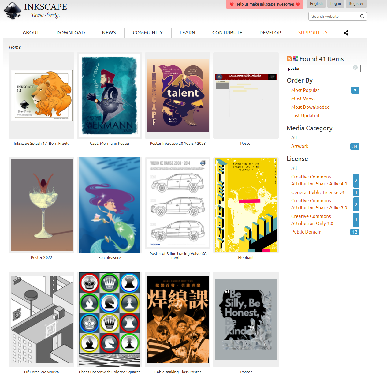 bibliotheek met inkscape postersjablonen