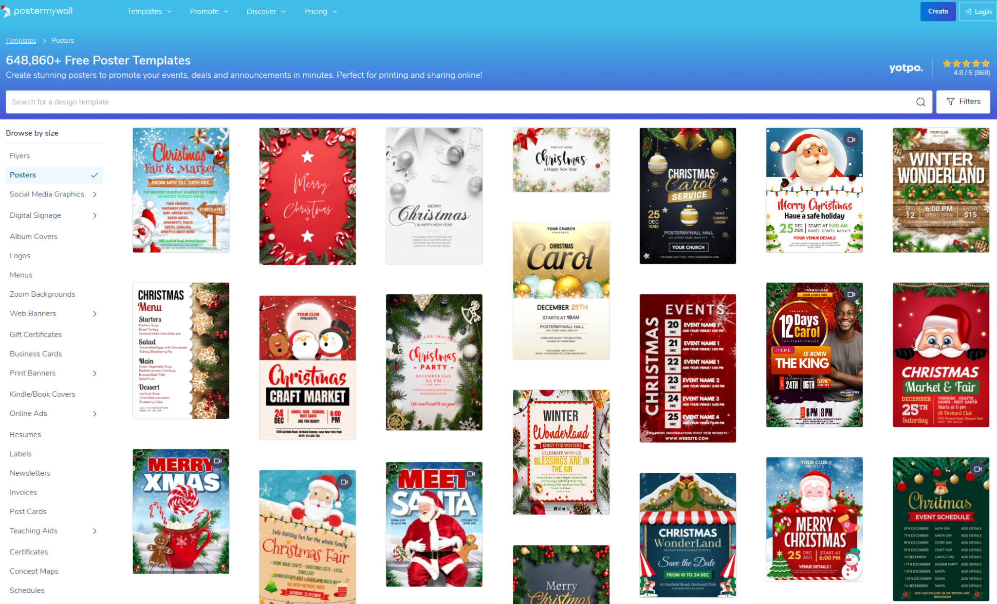 postermywall, perpustakaan template, natal